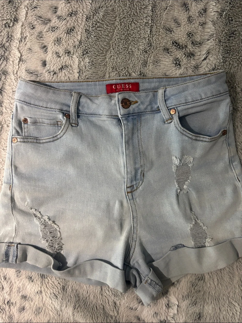 Guess Light Wash Distressed Women’s Denim  Shorts